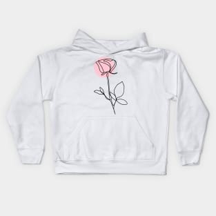 Continuous line drawing rose Kids Hoodie